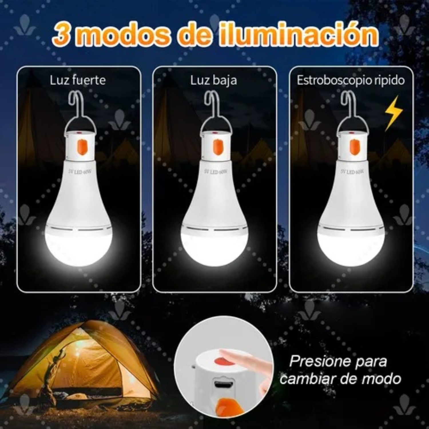 Luz De Emergencia Usb Solar Recargable Y Extra&iacute;ble 60w 2 Pzs Blanco image number null