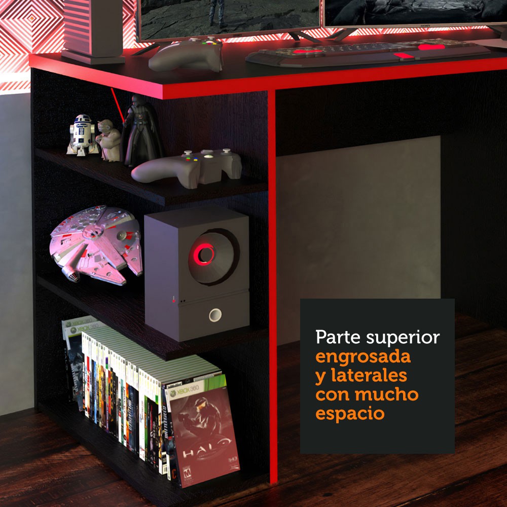 Madesa Escritorio Gamer Para Computador Negro/Rojo 1 image number null