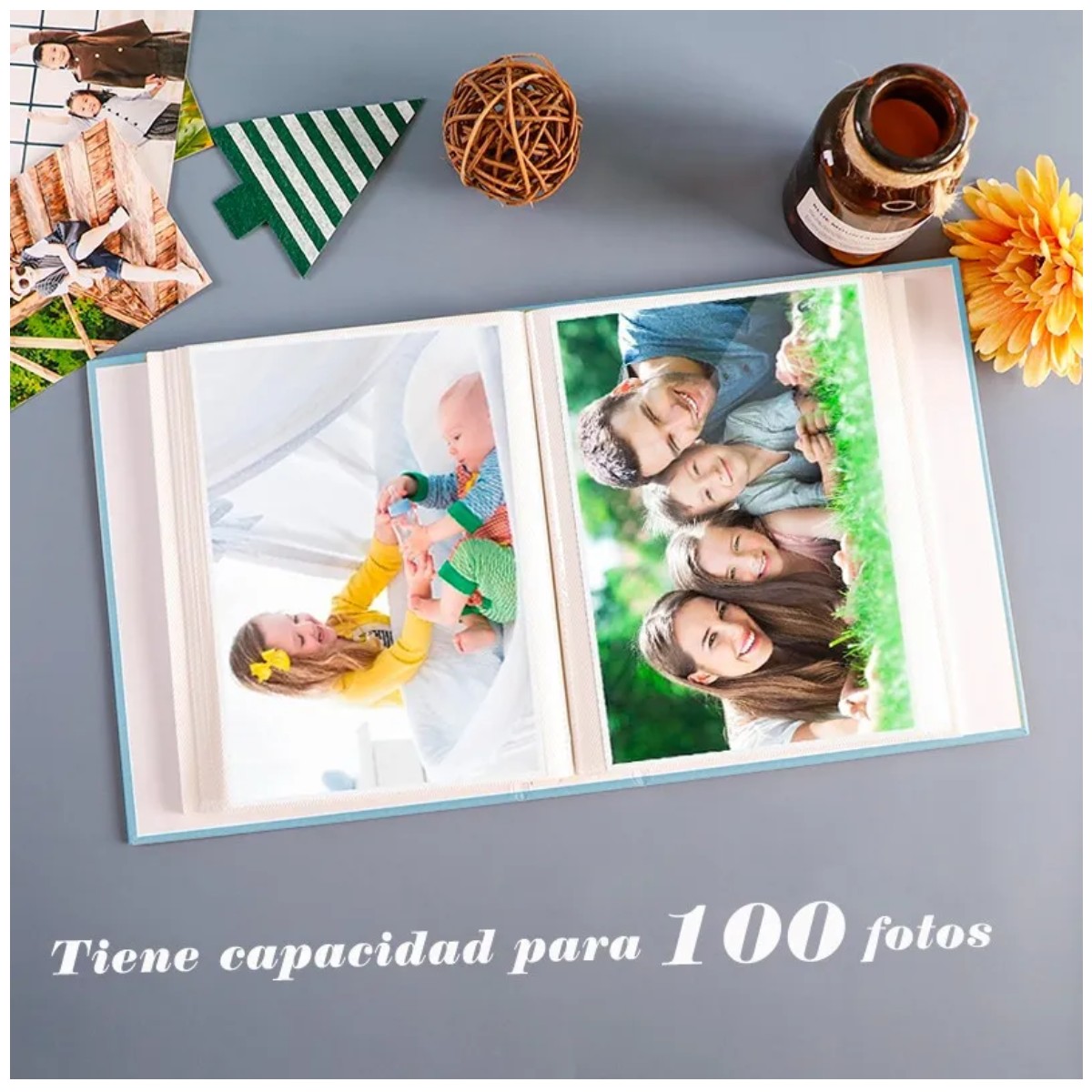 &Aacute;lbum De Fotograf&iacute;as Para 100 Fotos, 2 Piezas Azul/Rosa image number null