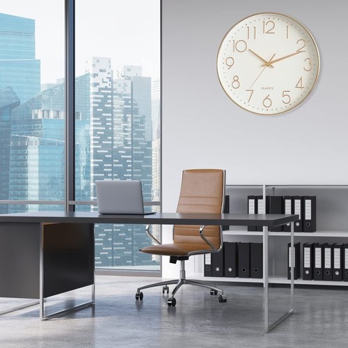 Reloj De Pared Silencioso, Moderno Y Grande De Cuarzo Color de la estructura Oro rosado Color del fondo Oro rosado. image number null