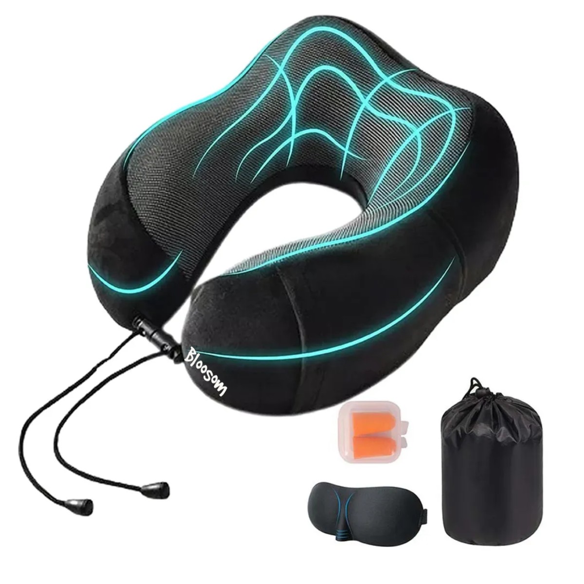 Almohada De Cuello De Viaje De Espuma Viscoel&aacute;stica C&oacute;modo Negro image number null