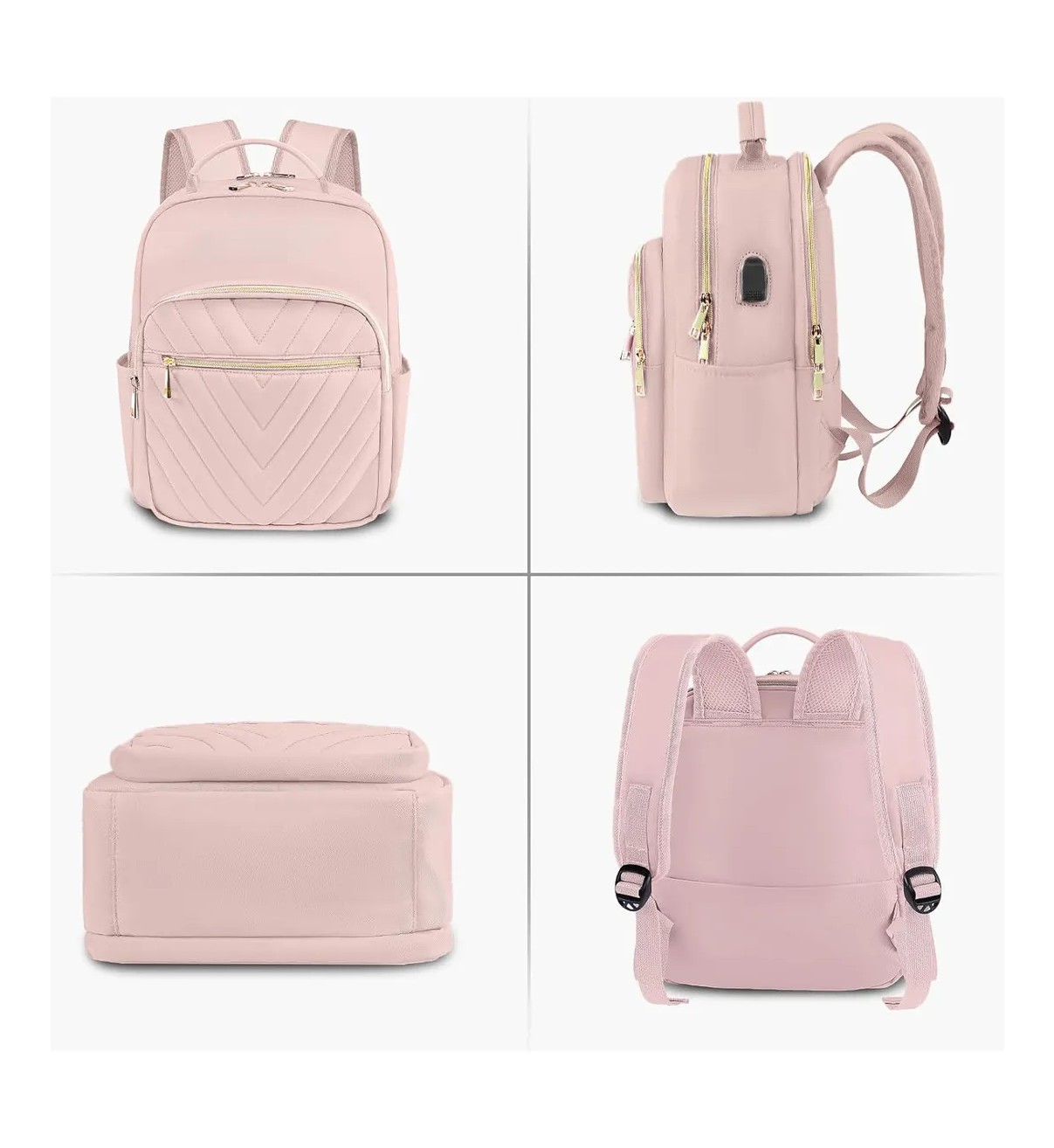 Mochila de Mujer Escolar de Moda Impermeable y Antirrobo Rosa Bloosom image number null