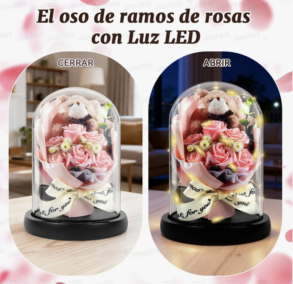 Oso Flor Rosa Eterna Joyero Regalo San Valentin Mama Collar ROSA image number null