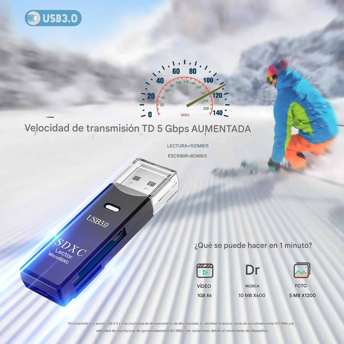 Lector Tarjetas Sd Tf Y Micro Sd 2 En 1 Usb 3.0 Adaptador image number null