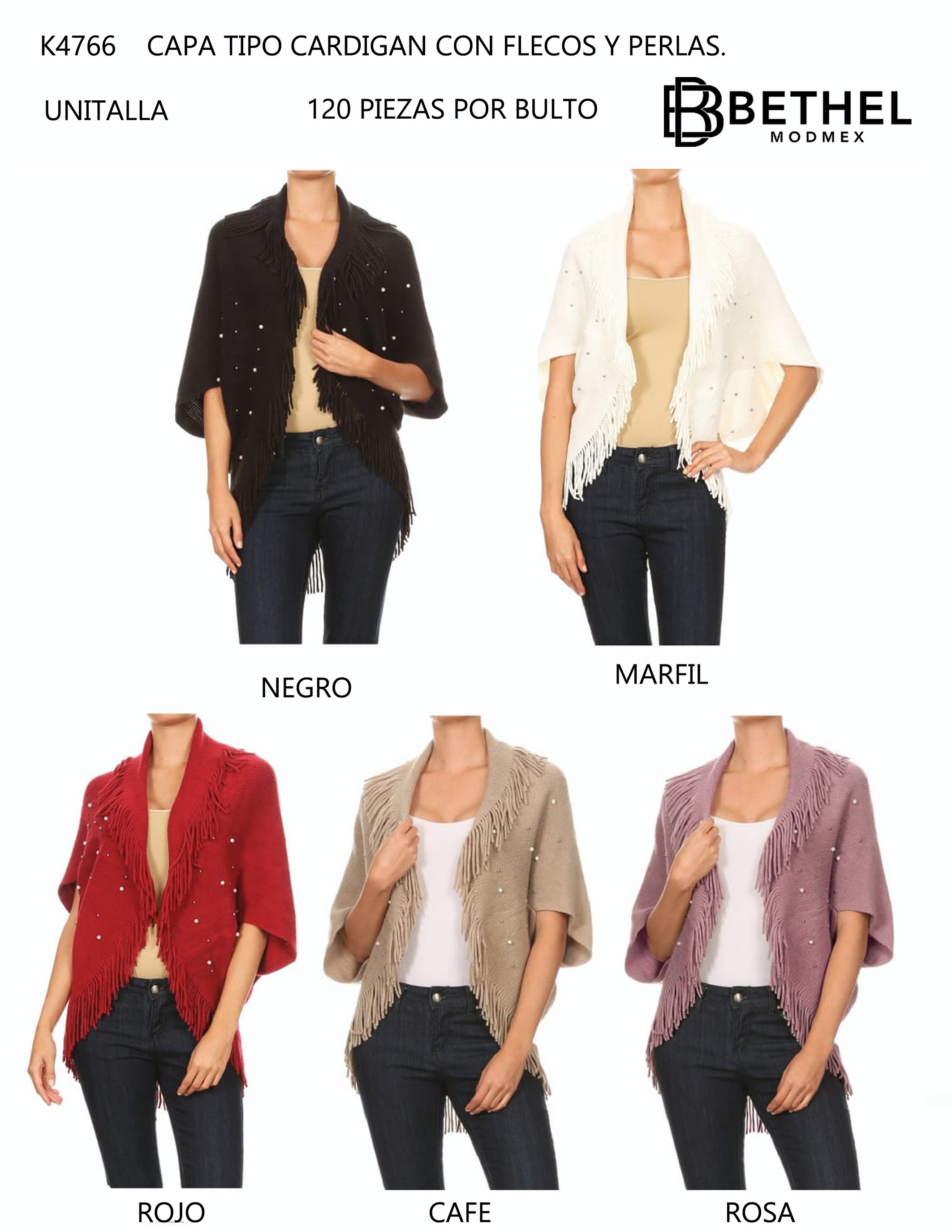 PAQUETE 6 PIEZAS CARDIGAN CON PERLAS Y FLECOS image number null