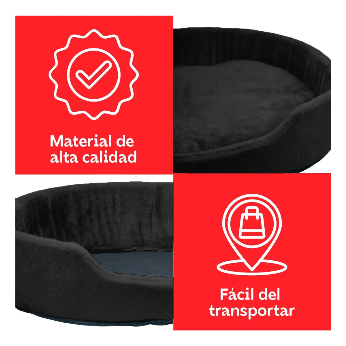 Cama Para Perro Mediana Afelpada Resistente C&oacute;moda Suave Gris Rectangular image number null