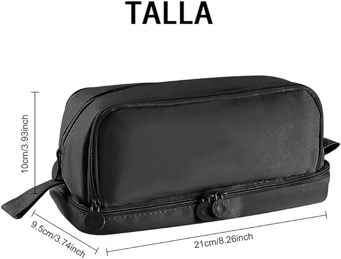 AZULDIMEN Estuche para l&aacute;pices de gran capacidad con 4 compartimentos, estuche para l&aacute;pices con m&uacute;ltiples ranuras, organizador de papeler&iacute;a para el trabajo de oficina escolar (Negro). image number null