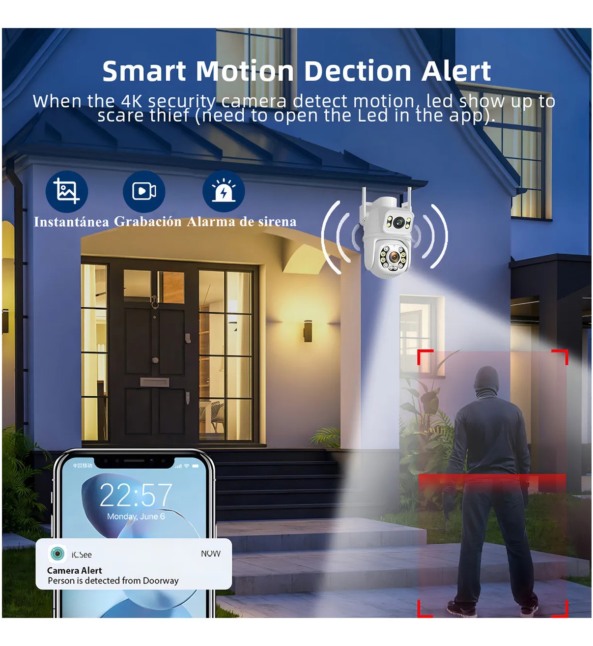 C&aacute;mara Seguridad Malubero Doble Lente 4K 8MP, Visi&oacute;n Nocturna Color, Impermeable IP66, Seguimiento Autom&aacute;tico image number null