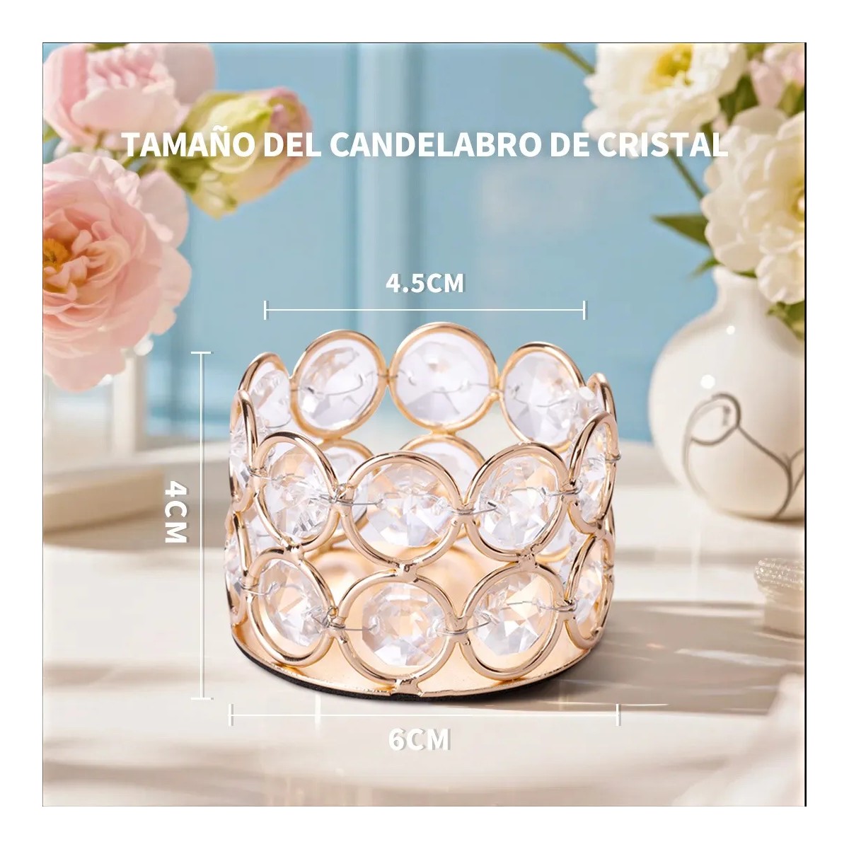 8pc Candelabros Portavelas Fiesta Cristal Dorado image number null