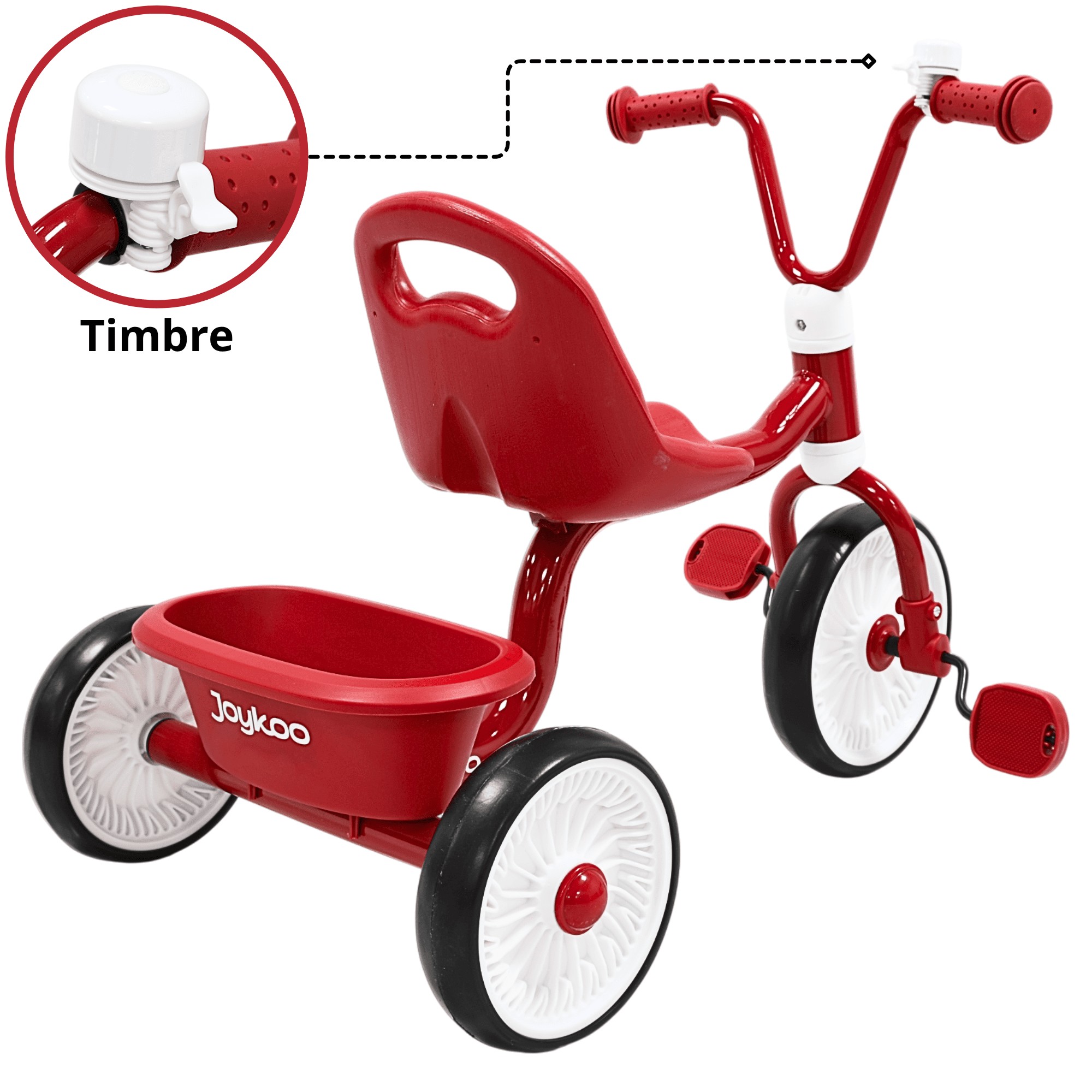Triciclo para Ni&ntilde;os Asiento Ajustable Ruedas de Eva con Canasta Apto a partir de 2 A&ntilde;os Soporta hasta 25 kg - Rojo image number null