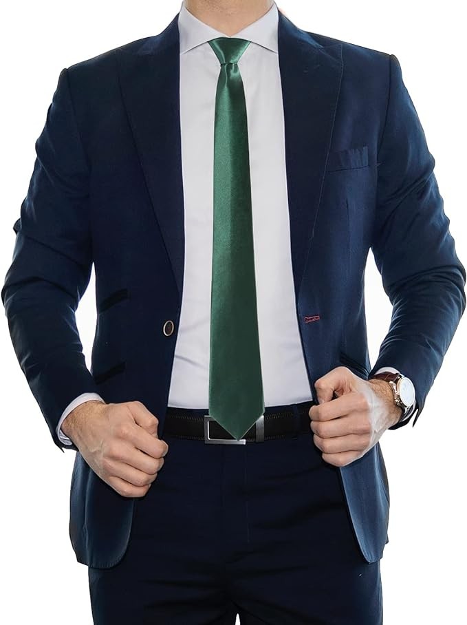 Corbatas de Sat&eacute;n para Hombre, Corbata Lisas Slim Delgada para Caballero, Accesorio Elegante de Alta Calidad para Trajes, Regalo Perfecto para Marido, Padre o Amigo. image number null