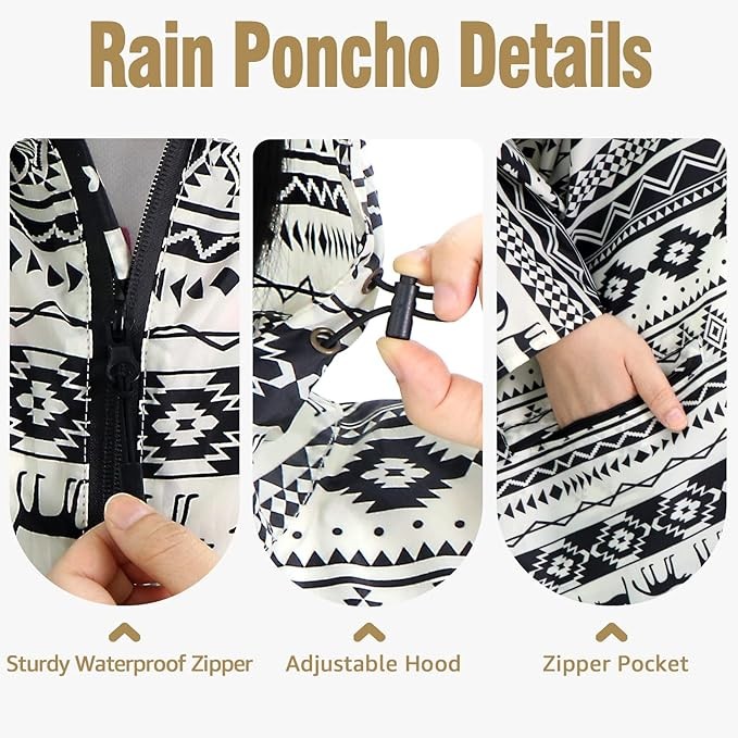 Anyoo - Poncho impermeable para la lluvia, ligero, reutilizable, para senderismo, con capucha, para actividades al aire libre. image number null