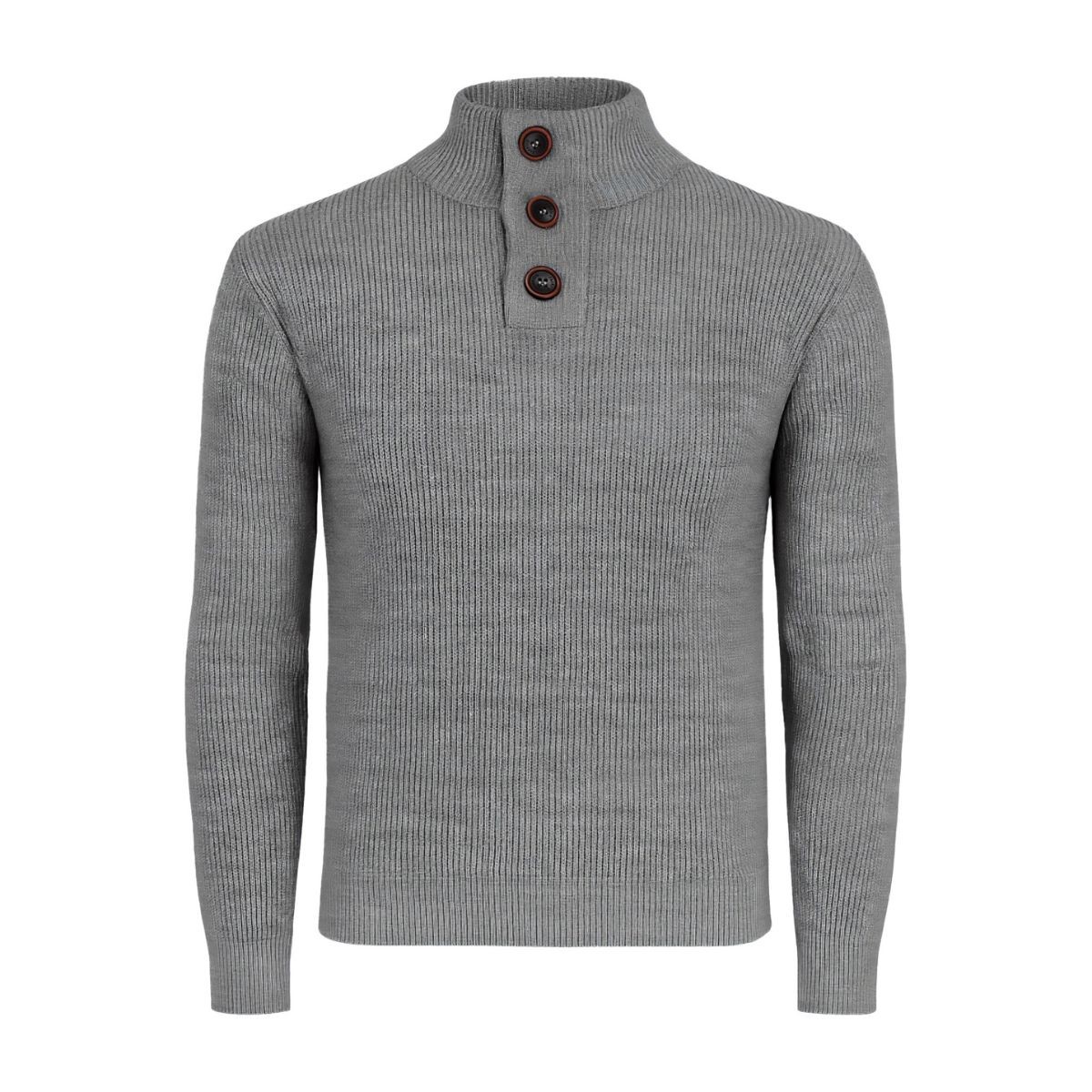 Su&eacute;ter Tejido Cuello Alto Color Gris Con Botones Para Hombre CHB Chili Beans Clothing Co. image number null