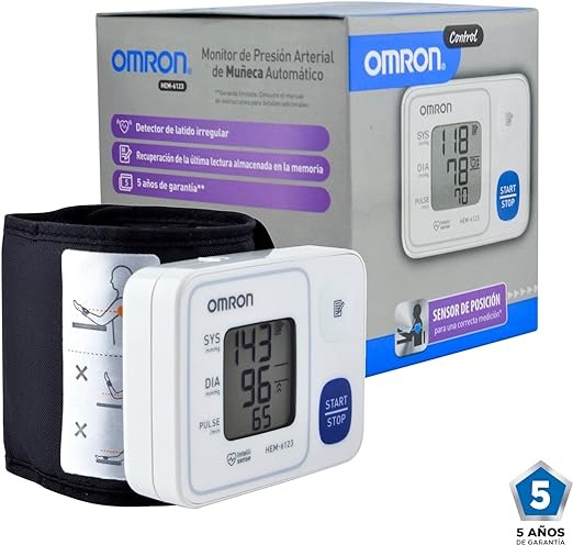 A Bauman&oacute;metro OMRON, Medidor de Presi&oacute;n Arterial de Mu&ntilde;eca HEM-6123, Tecnolog&iacute;a &uacute;nica, Color Blanco, 1 unidad. image number null