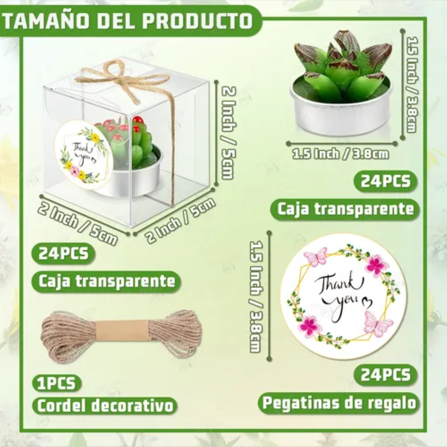 24pcs Velas Cactus Aromaticas Suculento Decorativas image number null