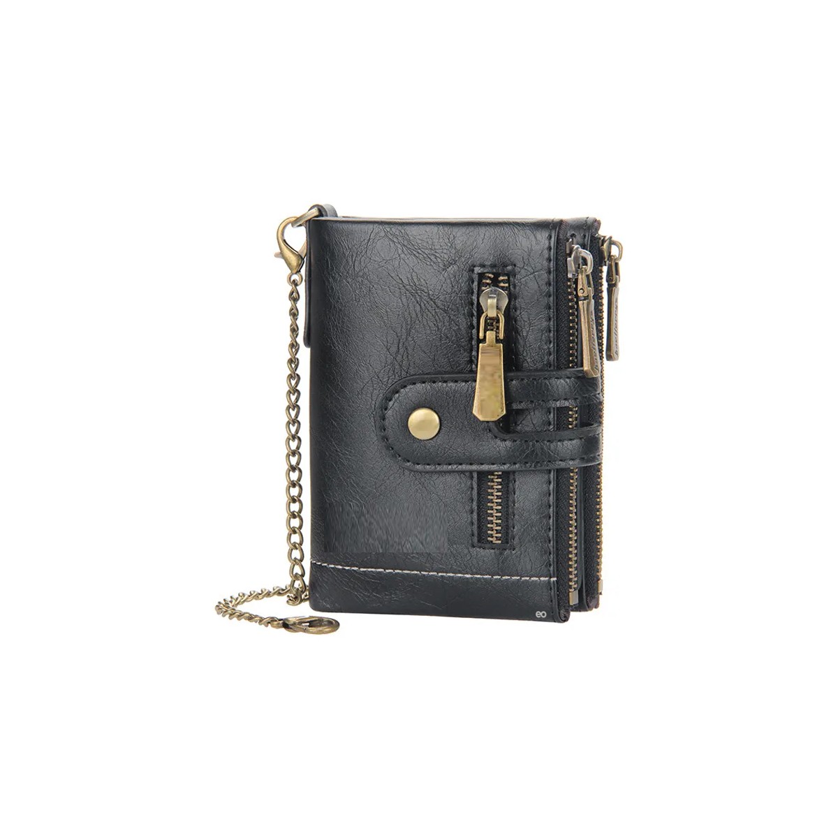 Cartera Rfid Regalo Bloqueo Con Cadena Antirrobo Para Hombre Negro image number null