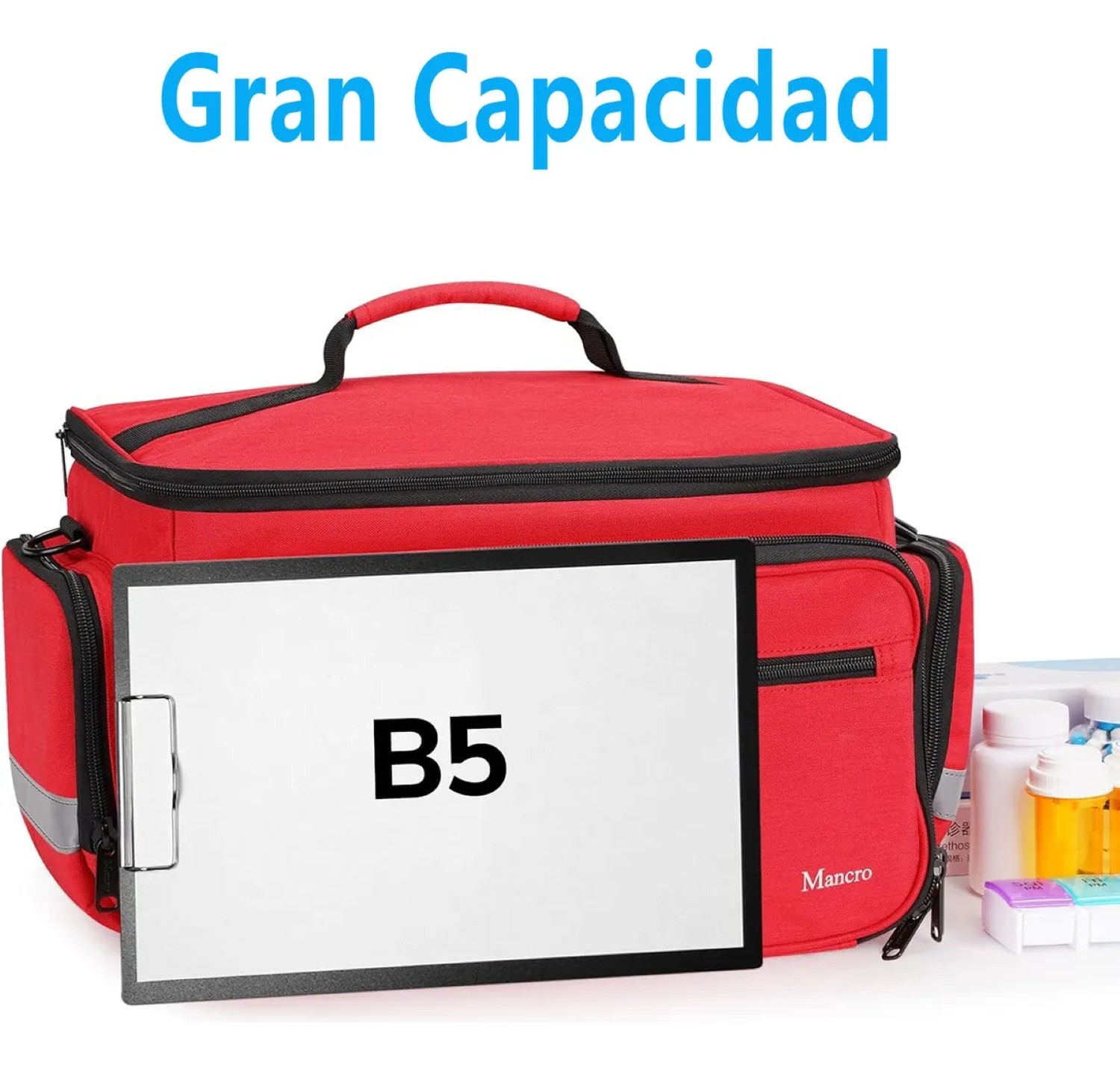 Botiquin De Primeros Auxilios Multi-Compartimentos Rojo Detalles Negro image number null
