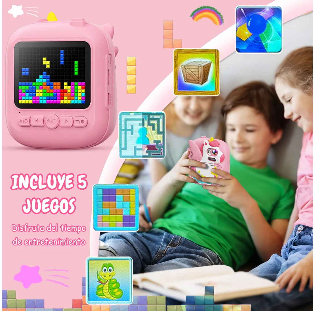 C&aacute;mara Digital Para Ni&ntilde;os Hd Fotos Imprimible Instant&aacute;nea Rosa image number null