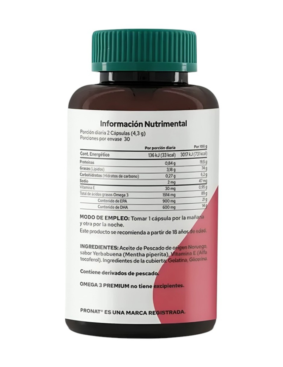 Suplemento Omega 3 Premium Concentrado - Pronat - 1,500 mg EPA+DHA 60 C&aacute;psulas image number null
