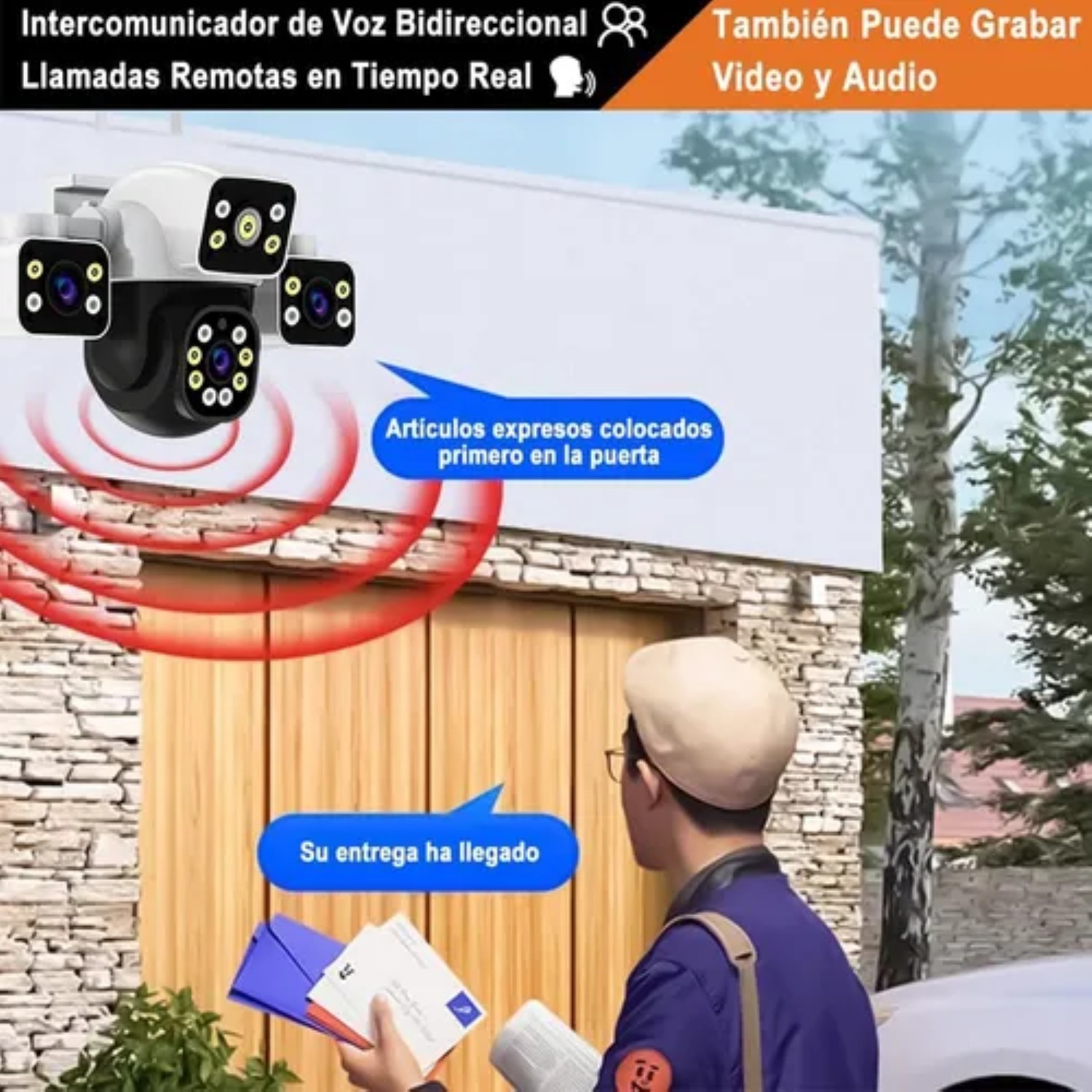 12mp C&aacute;maras De Seguridad Wifi Exterior 360&deg; Con Tres Lentes Blanco image number null
