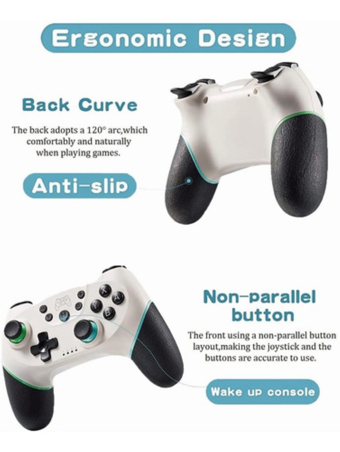 Control Inal&aacute;mbrico Para Nintendo Switch Blanco Con Negro image number null