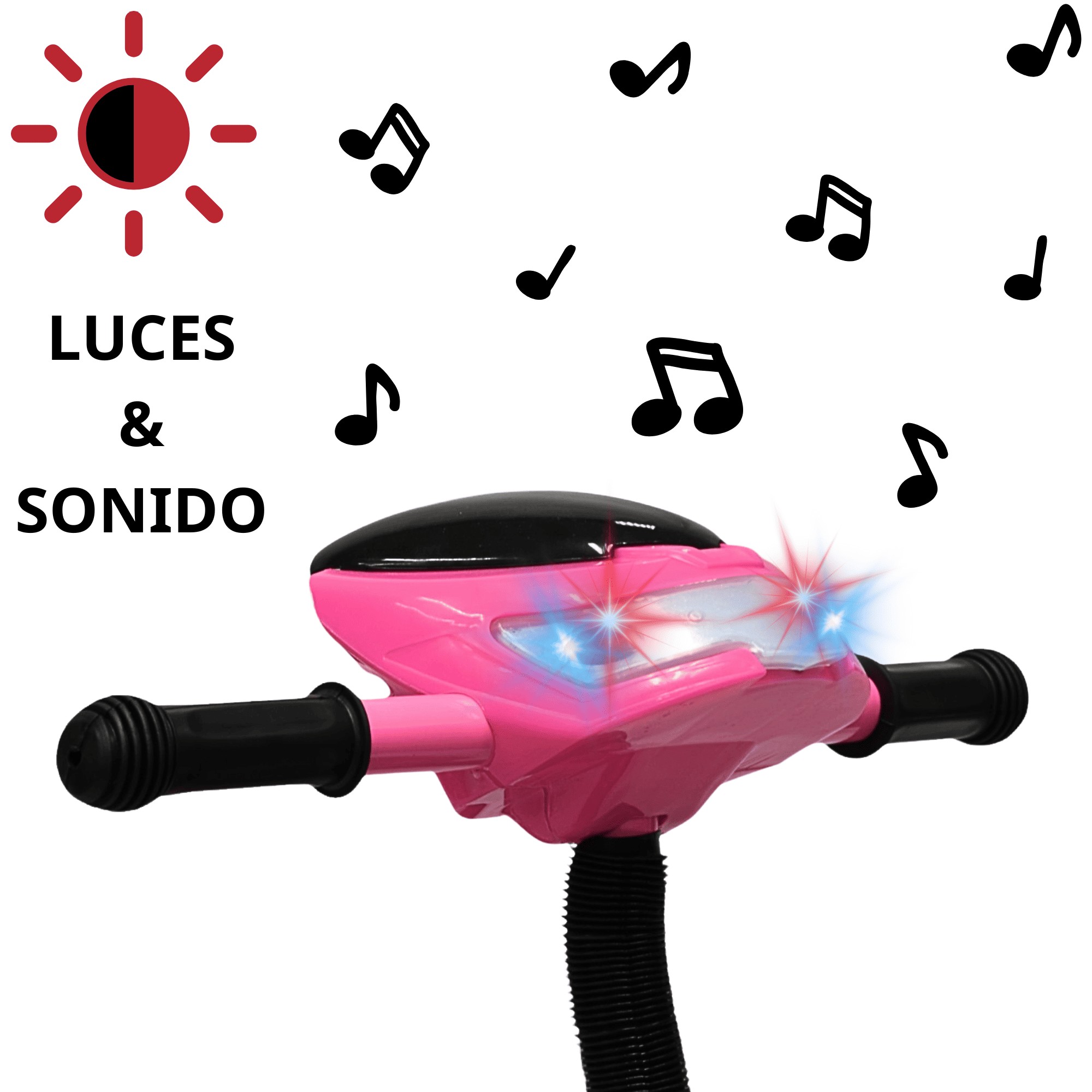 Triciclo para Ni&ntilde;os Dos Asientos Torreta con Luz y Sonido Ruedas de Goma Apto a partir de 2 A&ntilde;os - Rosa image number null