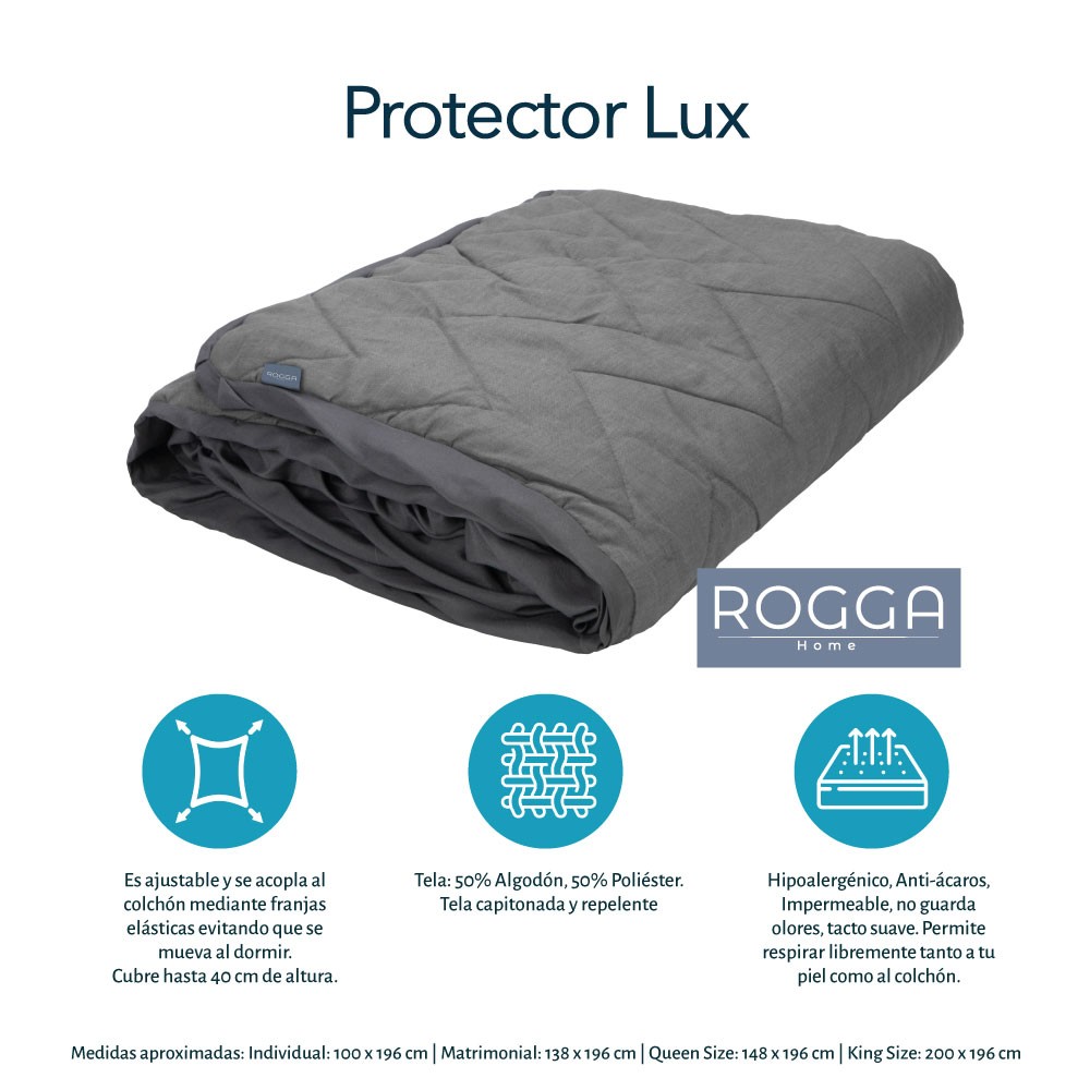 Edred&oacute;n Individual Dicasa Couzy Azul Marino con Gris, S&aacute;banas Royal Gris, Protector Lux y Almohada Royal image number null