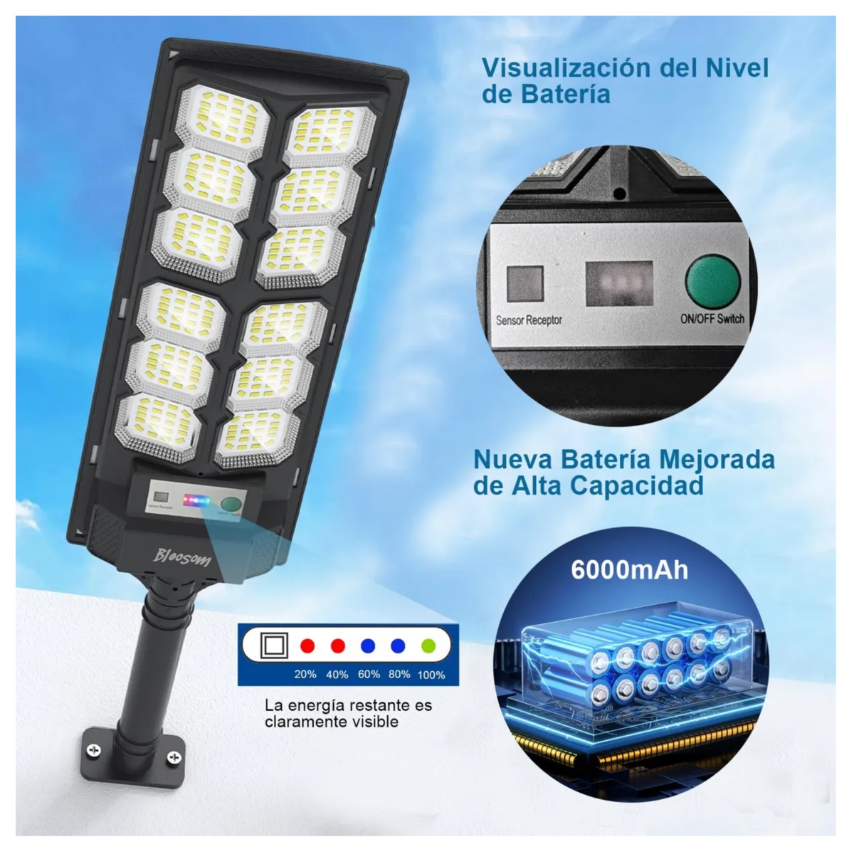 L&aacute;mpara Solar 120 Led Iluminaci&oacute;n De Pared Exterior Jard&iacute;n, Negro image number null