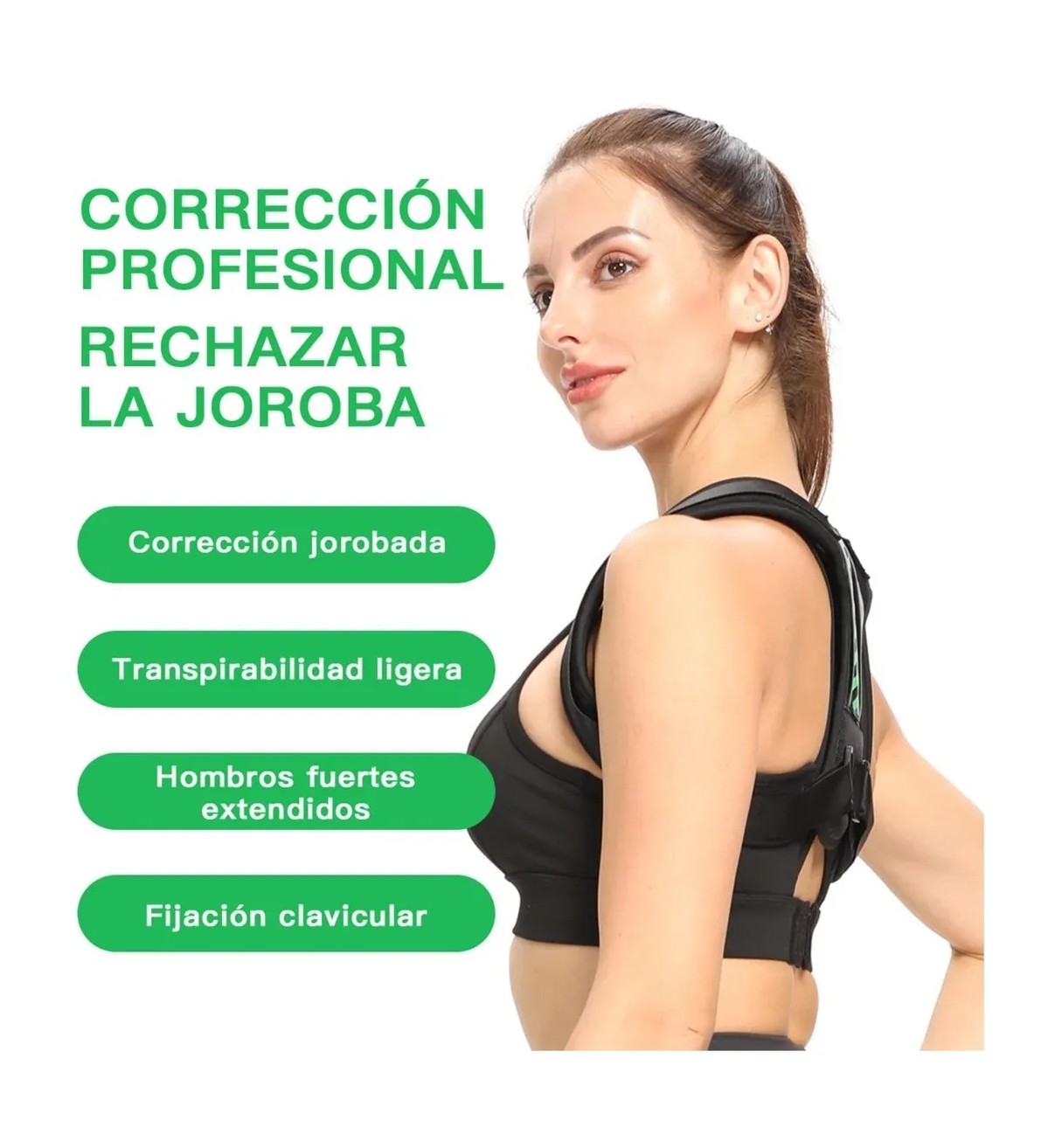 Corrector Postura Espalda Para Hombre Y Mujer Ajustable Faja S Negro Malubero image number null