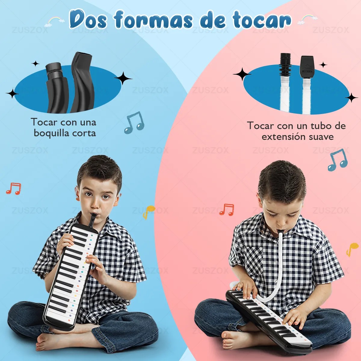 Melodica Portatil 32 Teclas Teclado Piano para Ni&ntilde;os Peque&ntilde;os con Boquilla y Estuche Color Negro image number null