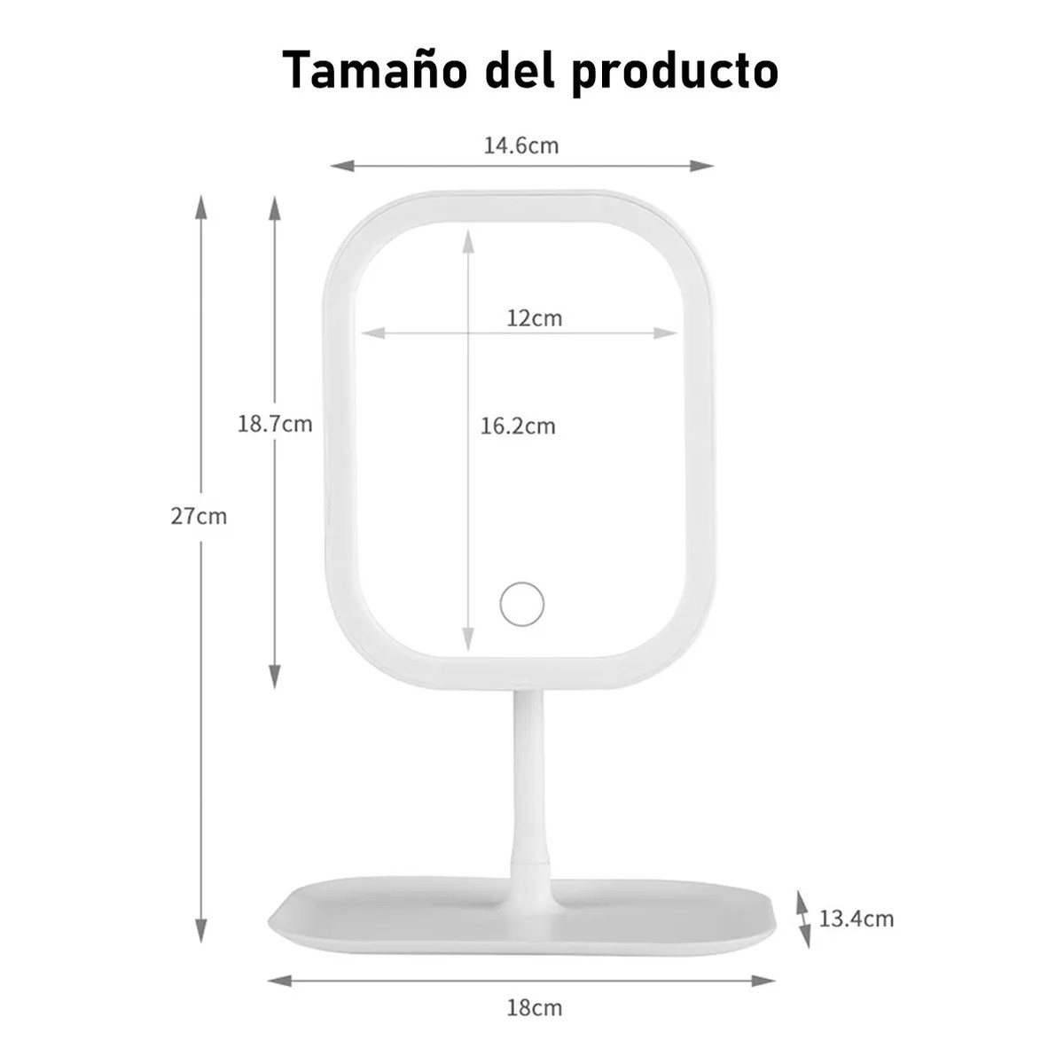 Espejo Para Maquillaje Con Luz Recargable Usb Lupa 5 Veces Rectangular Blanco image number null