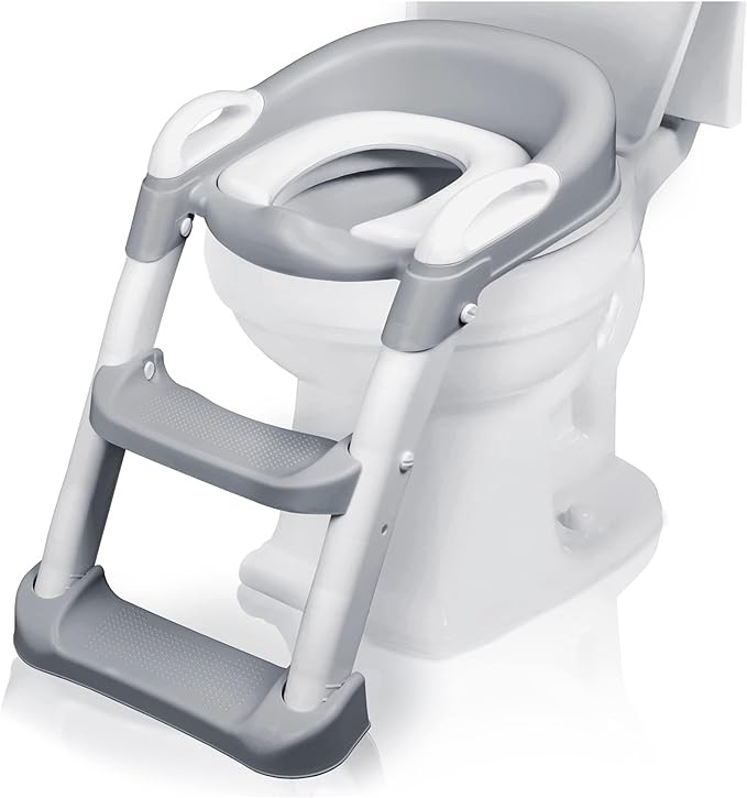 A MAGMALIFE Ba&ntilde;o Entrenador, Asiento Entrenador para Ba&ntilde;o con Escalera Antideslizante, Taburete Plegable Infantil para Taza de Ba&ntilde;o, F&aacute;cil de Guardar, Asiento Ergon&oacute;mico, Edad de 2 a 5 A&ntilde;os. image number null