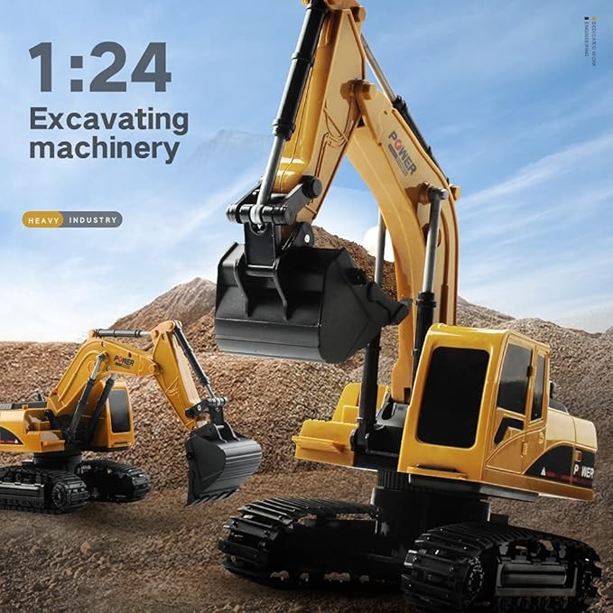 ZAKULU Excavadora RC de 6 Canales Excavadora de Construcci&oacute;n RC Juguete Excavadora con Tapa de Metal de Aleaci&oacute;n Regalo para Ni&ntilde;os y Ni&ntilde;as con Luces y Sonidos image number null