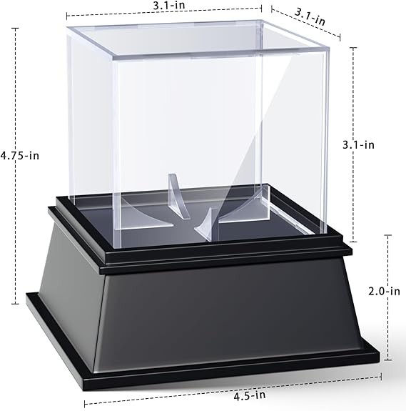 A KKU - Vitrina de b&eacute;isbol de acr&iacute;lico gruesa con elegante base negra, resistente al polvo con protecci&oacute;n UV, estuche de b&eacute;isbol transparente para pelotas firmadas. image number null
