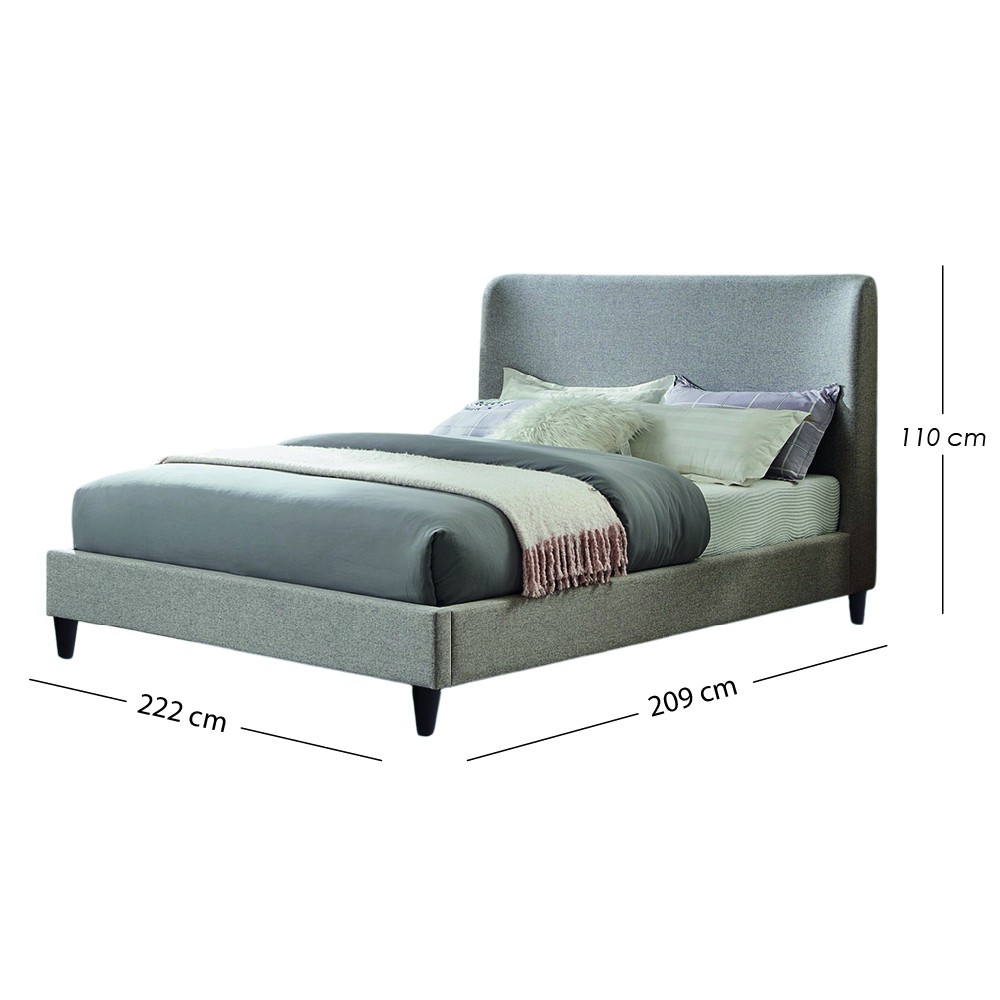 Ilios Innova | Cama King Size Gris con Cabecera Tapizada en Lino y Poli&eacute;ster | Estructura de Madera Resistente image number null