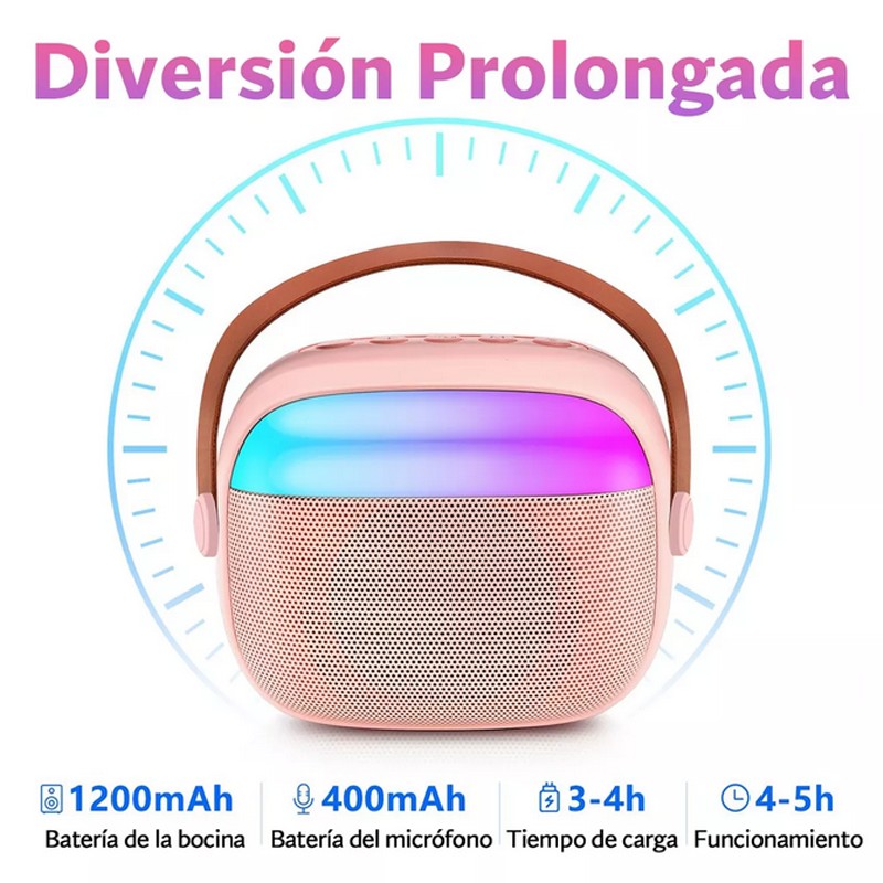 Karaoke Para Ni&ntilde;os Con 2 Micr&oacute;fonos Inal&aacute;mbricos Y Bocina image number null