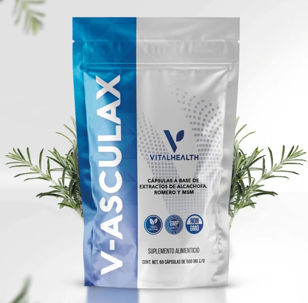 V-ASCULAX VitalHealth | Suplemento Natural con Alcachofa Romero y MSM | C&aacute;psulas para Apoyo Digestivo y Bienestar Extra image number null