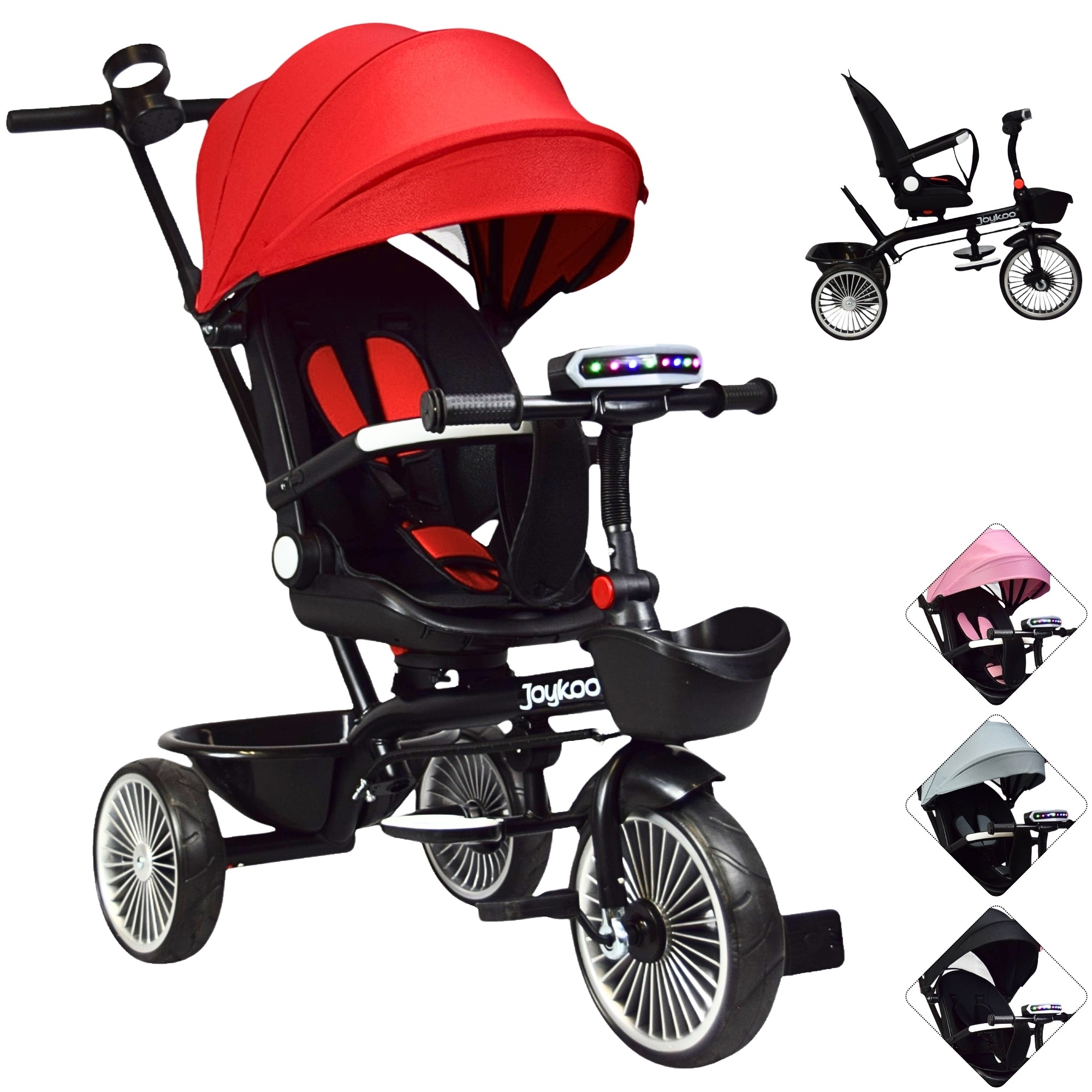 Triciclo para Ni&ntilde;os Asiento Giratorio Reclinable con Luz y Sonido - Rojo image number null