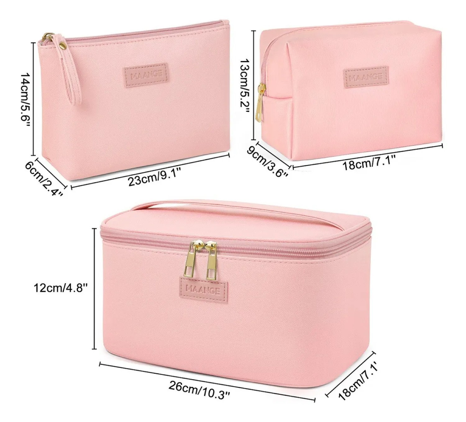 3pcs Cosmetiquera Neceser Estuches De Maquillaje Bolsa Viaje Rosa image number null