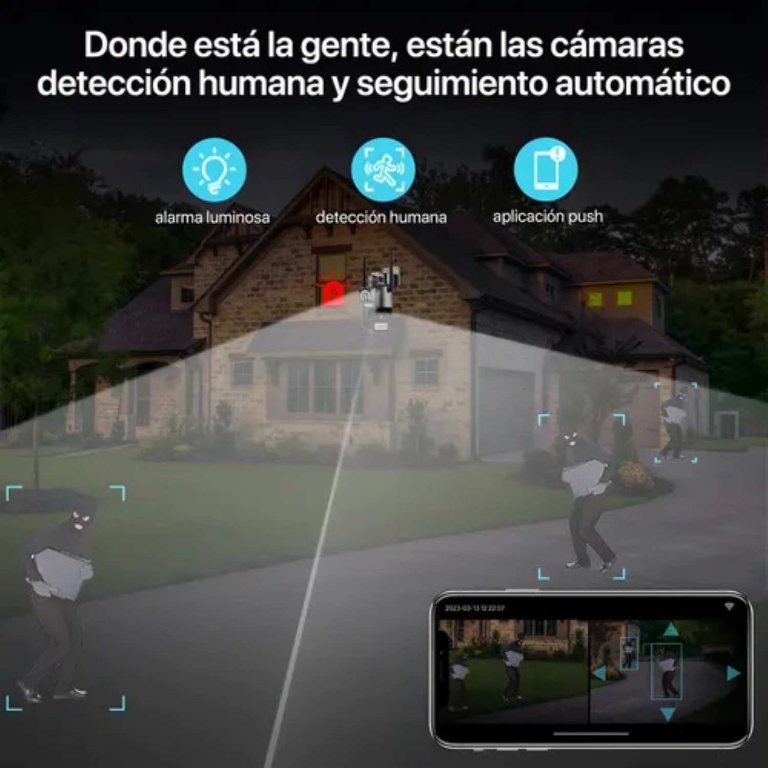 C&aacute;mara De Seguridad Wifi Exterior 8mp Visi&oacute;n Nocturna negra image number null