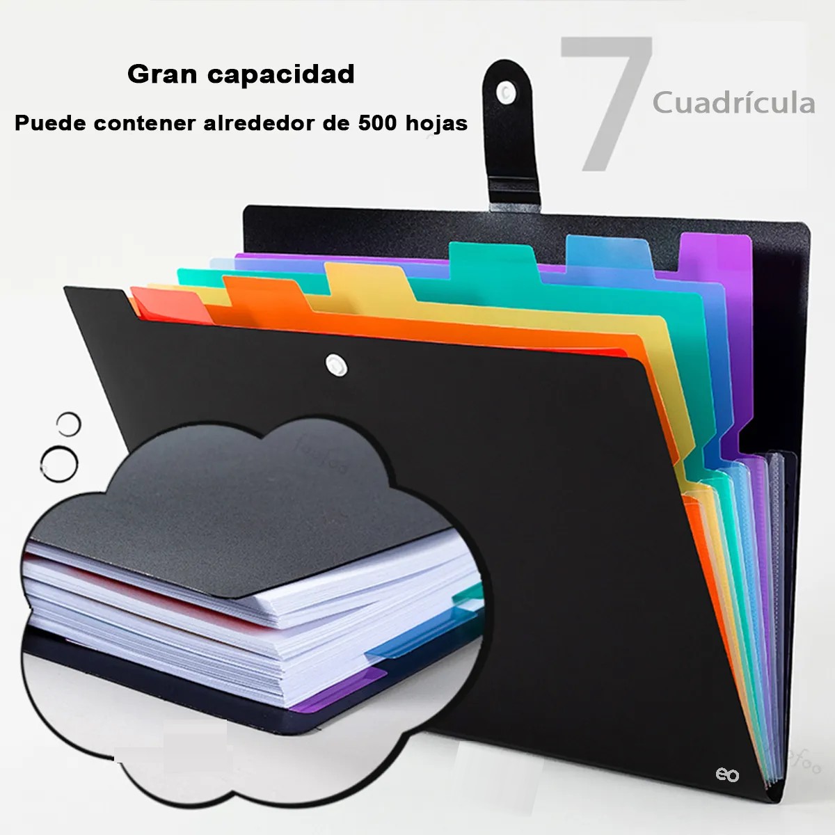 2 Pares Carpeta De Archivos Expandible De 7 Bolsillo image number null