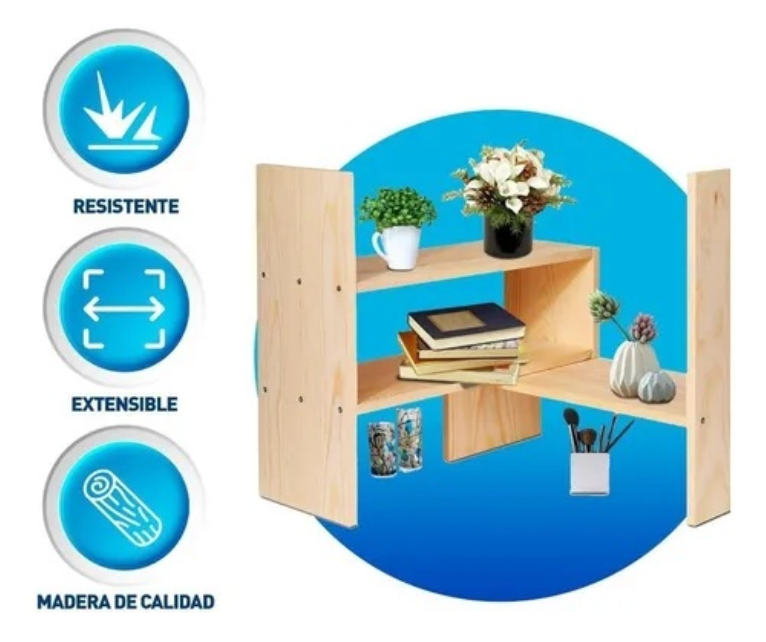 Organizador De Escritorio De Mdf Oficina Hogar De 2 Piezas Caqui image number null