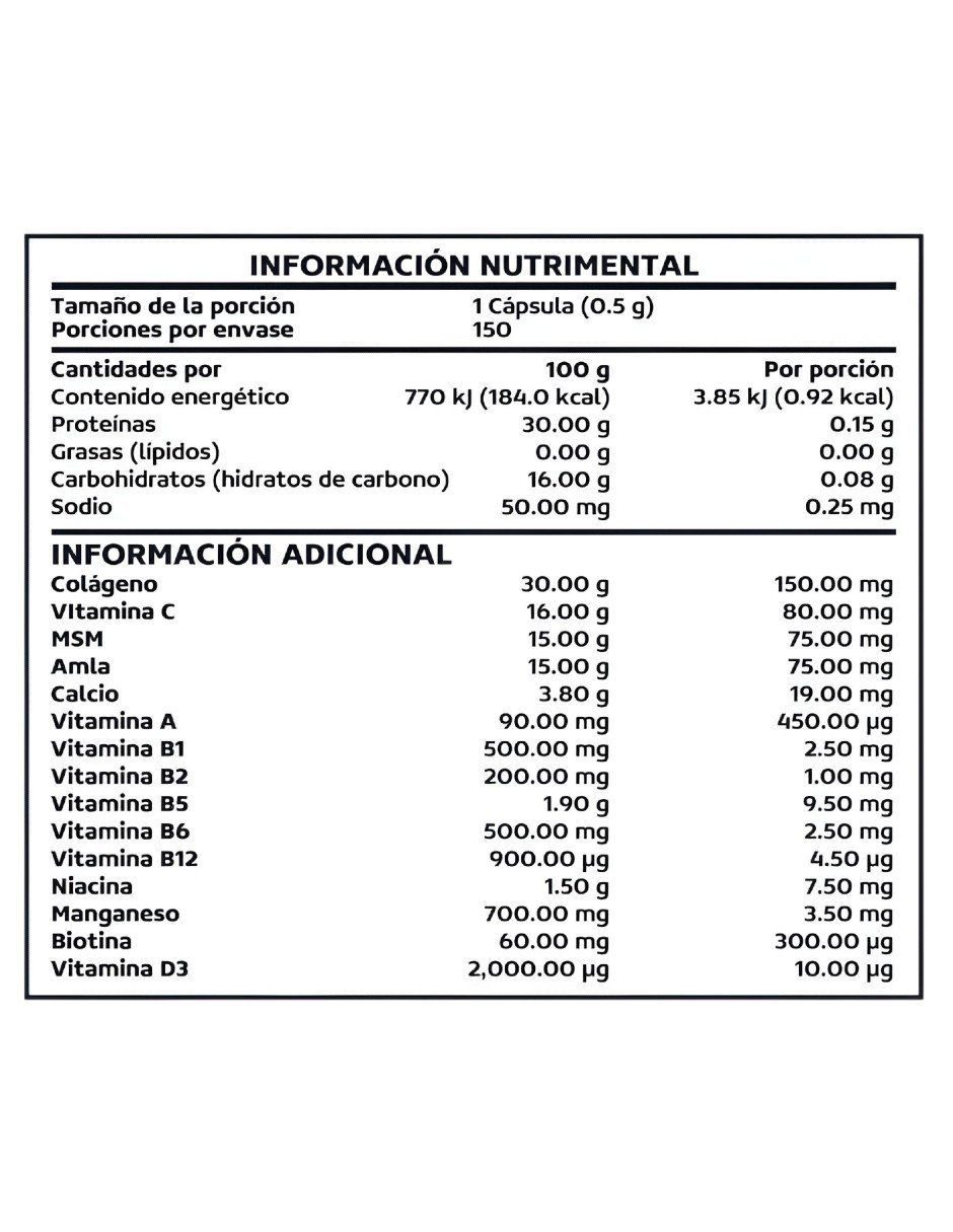 Biotin + Collagen Complex Cabello Piel U&ntilde;as - 150 C&aacute;psulas image number null