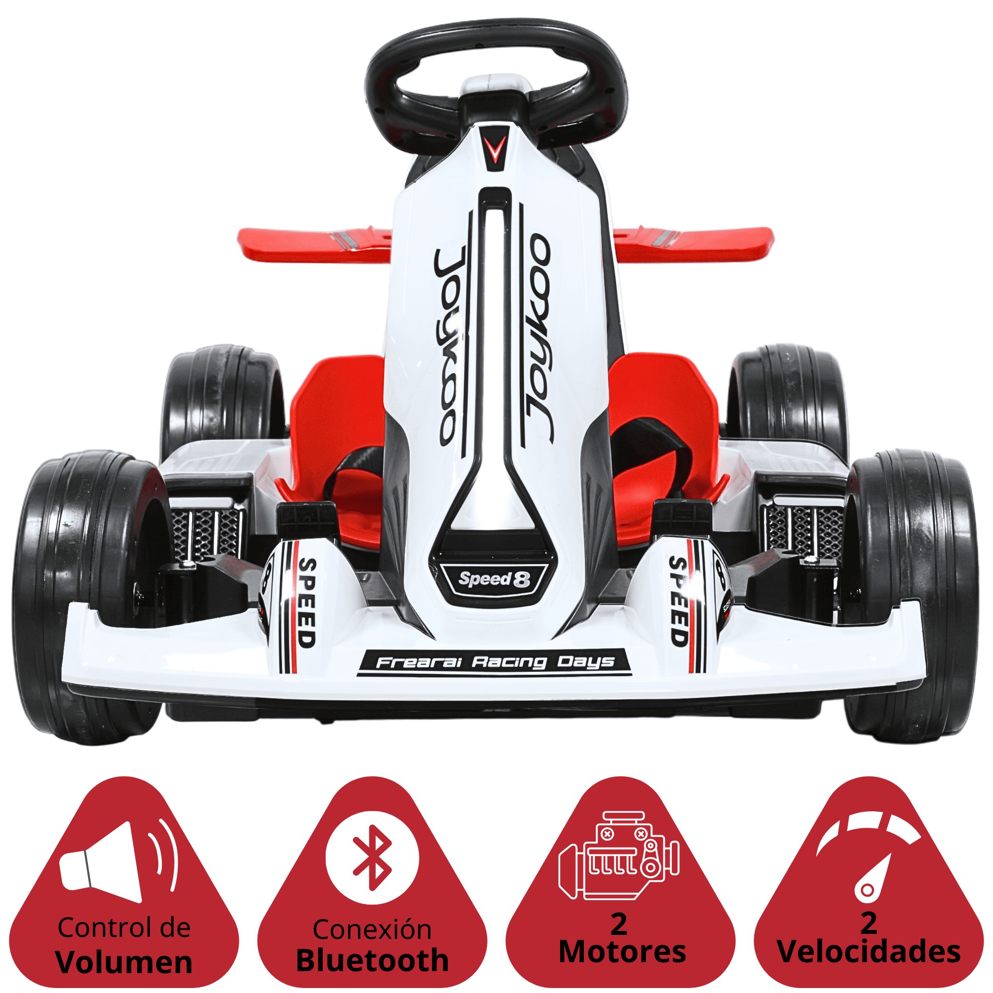 Montable El&eacute;ctrico Go Kart para Ni&ntilde;os Largo Ajustable Control Remoto Bater&iacute;a Recargable 12V Luces Sonido BluetoothBlanco image number null