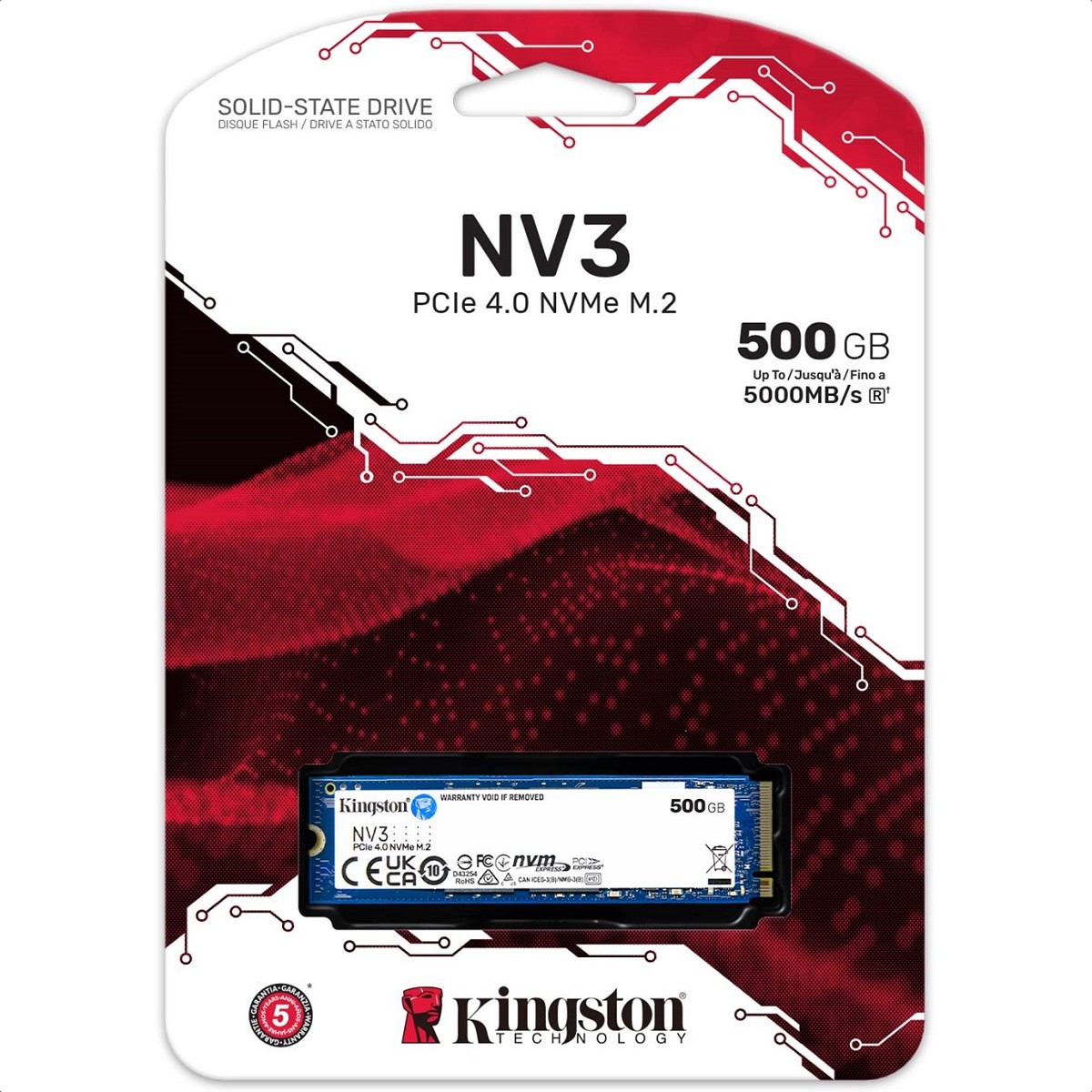 M.2 2280 SSD 500GB Kingston NV3 PCIe 4.0 NVMe SNV3S/500G image number null