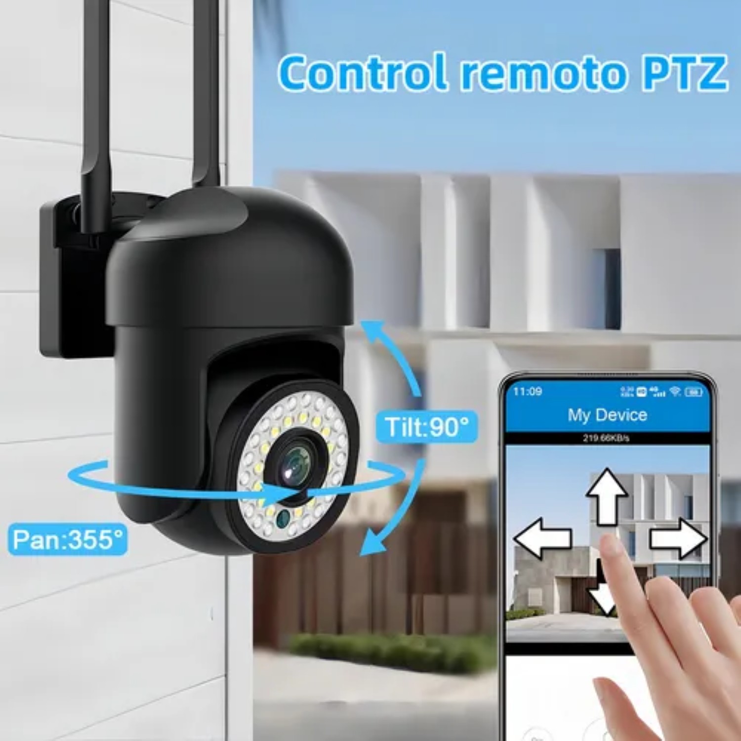 2pcs C&aacute;mara De Seguridad Exterior Wifi Foco Hd Visi&oacute;n Alarma Color Negro image number null