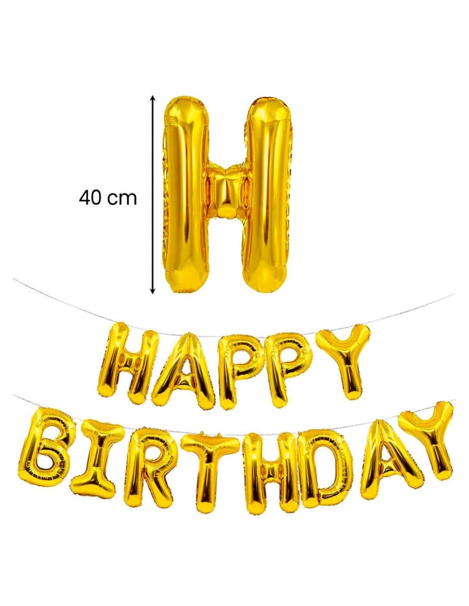 Globos Met&aacute;licos "Happy Birthday" Dorado Decoraci&oacute;n Fiesta image number null