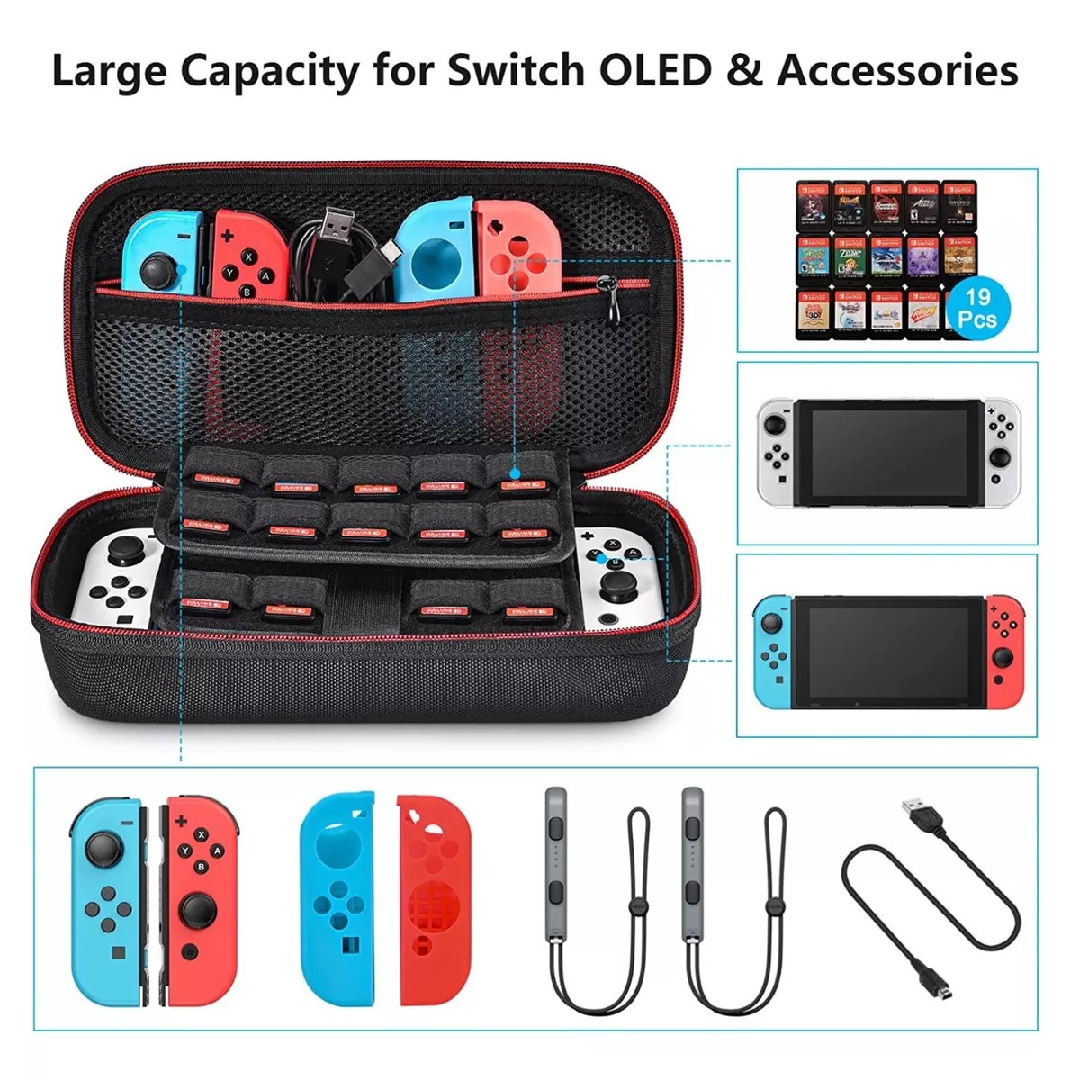 Kit De Accesorios Para Nintendo Switch/oled Bolso De Mano Negro . image number null