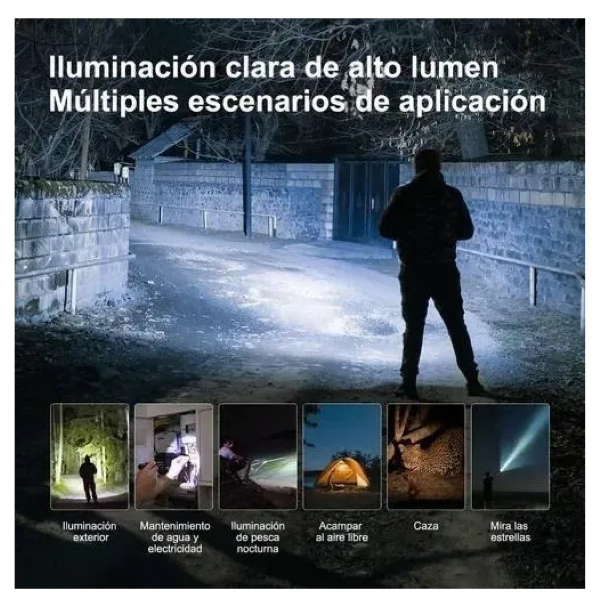 Linterna Tactica C3 Linternas Potentes Led Recargable, Negro image number null