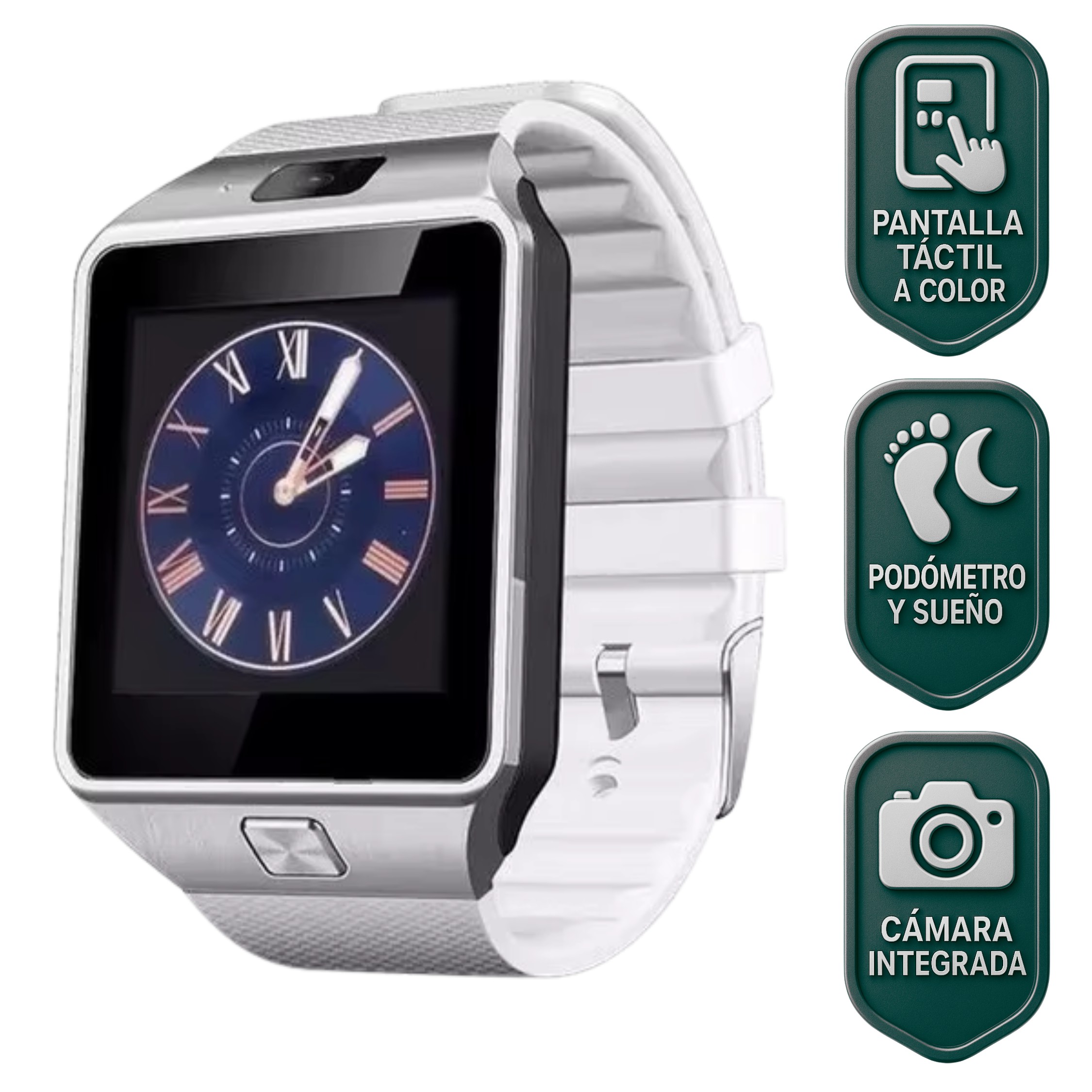 Smartwatch Dz09 Con Bluetooth, C&aacute;mara, Cronometro, Llamadas - Reloj Inteligente Blanco image number null